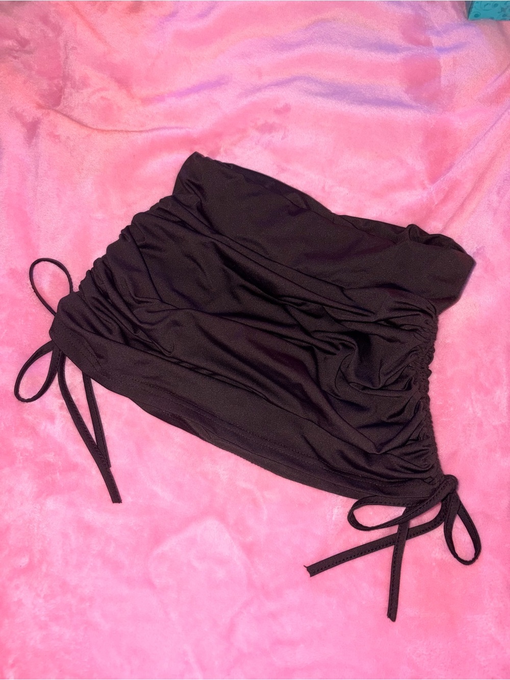 SHEIN Black Ruched Mini Skirt with Side Ties